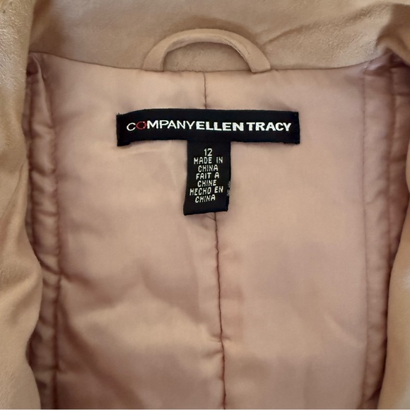 COMPANY By Ellen Tracy 100% Suede Jacket Blazer Beige Size 12 Womens - Picture 4 of 5